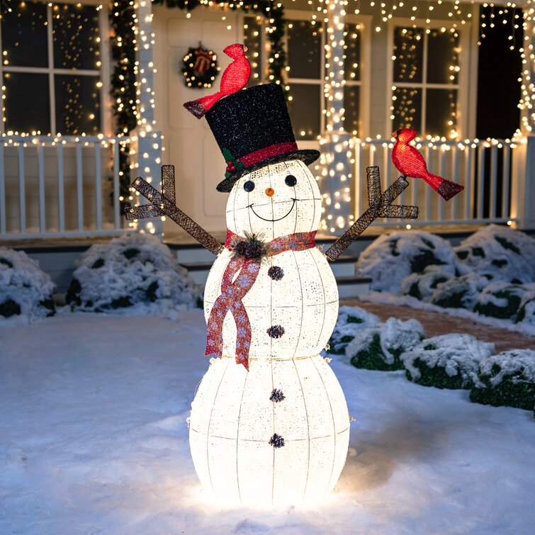 Cotton Snowman Lighted Display